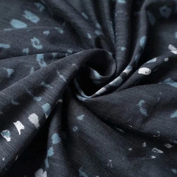 💙 Women's Round Neck Short Sleeves Slub Uneven Jersey Ocean Dream Print - Picture 4 of 7